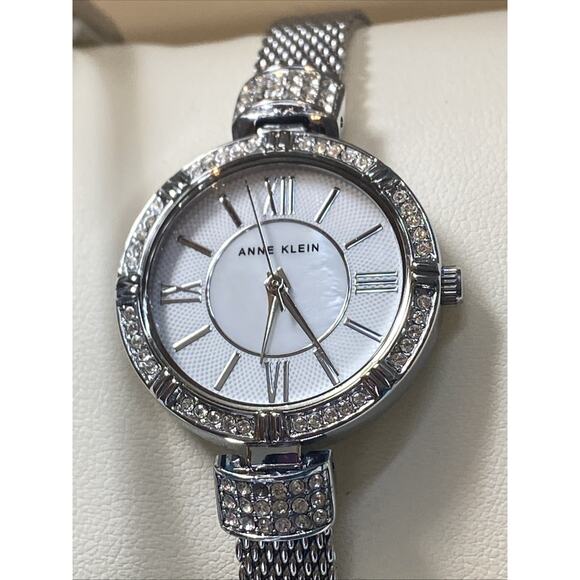 NEW ANNE KLEIN 3 PC SET SILVER WATCH+2 BANGLES New Battery! Womens Gift Set! main image 10